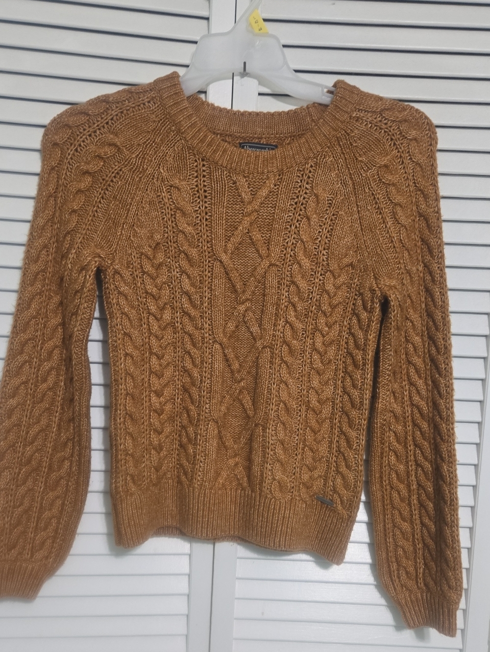 Abercrombie & Fitch Chunky Cable Knit Fisherman  Sweater Burnt Orange  XS
